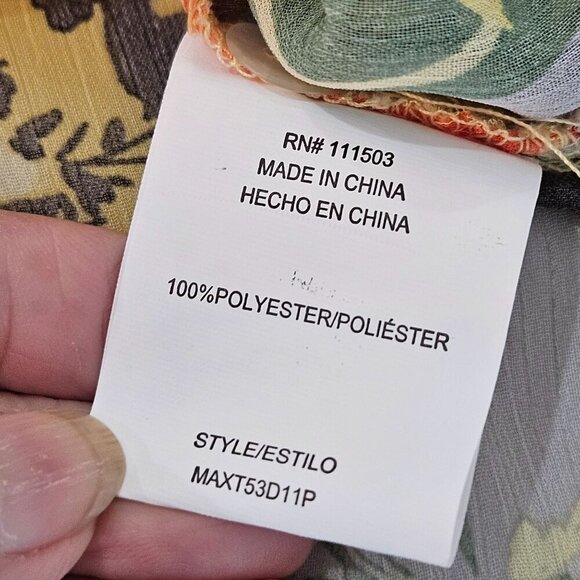 NEW Figueroa & Flower Shirt Petite Medium Sheer Tropical Floral Button Yellow - Picture 6 of 11